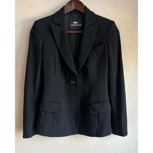 Emporio Armani Black Single Button Blazer Jacket 38 US 2 Wool Luxury Designer